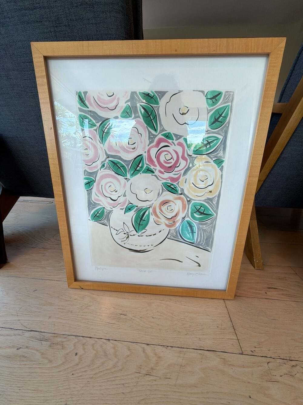 Mary Graves Signed Original Monotype Art Piece 'Fresh Cut' Floral Still Life - Picture 2 of 9